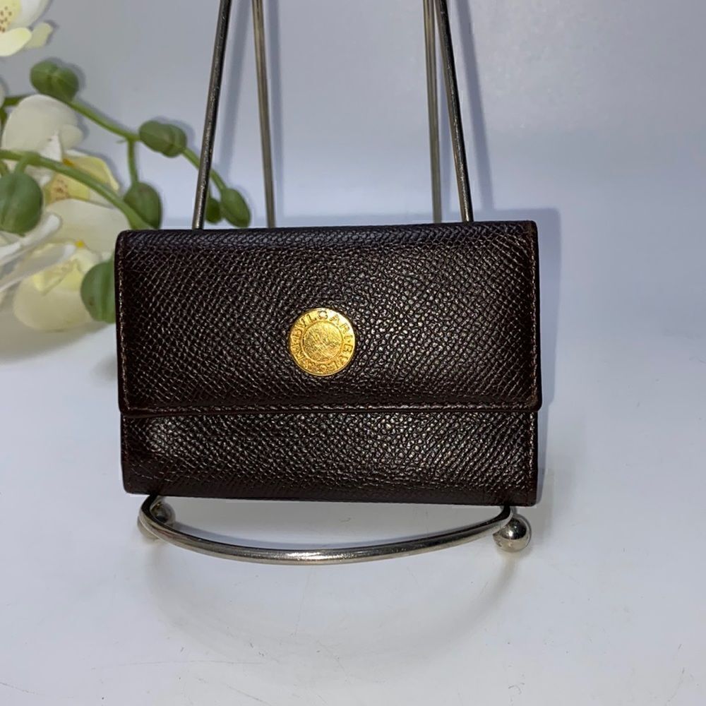 BVLGARI Leather Key Wallet Brown